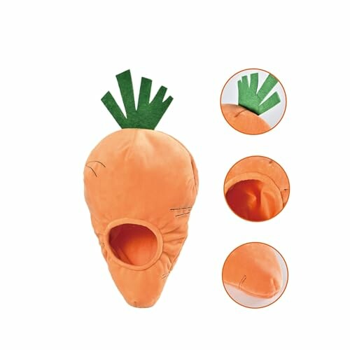 Carrot-shaped pet bed with multiple views