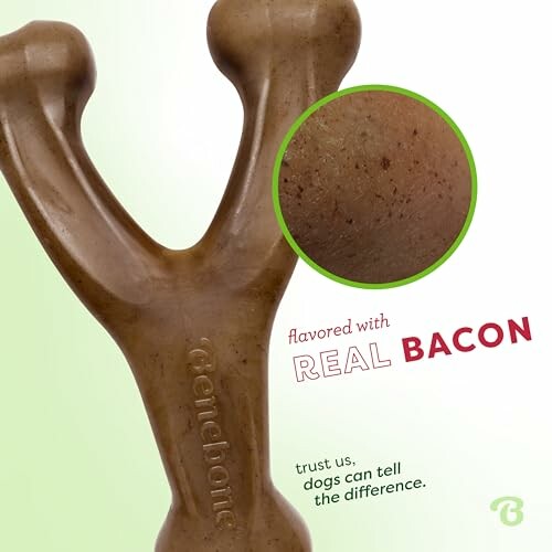 Dog chew toy with bacon flavor