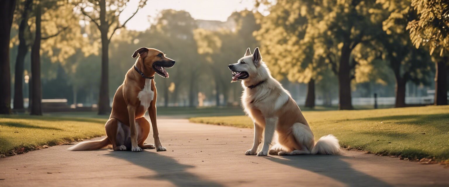 Dogs interacting in a park