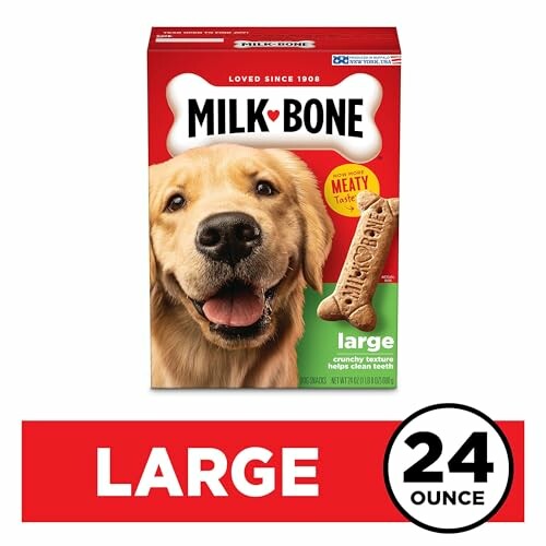 Milk-Bone large dog treats box with golden retriever