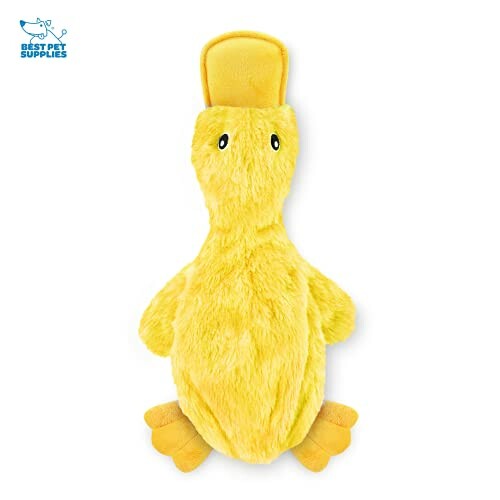 Plush yellow duck dog toy with squeaker