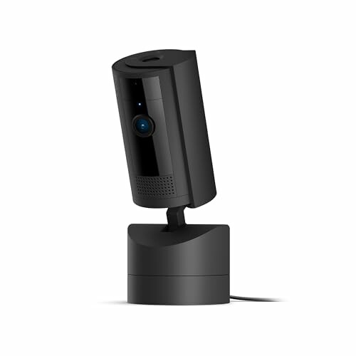 Black smart security camera with stand