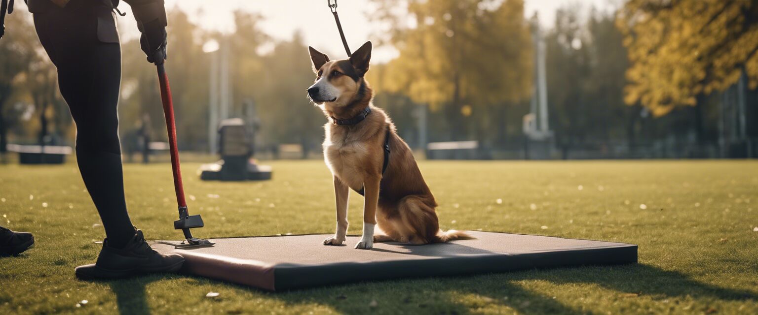 Dog training in a park